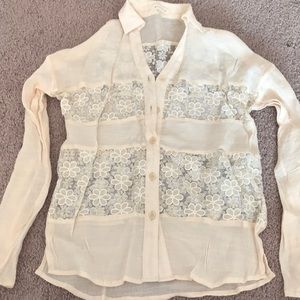 Sheer cream button down